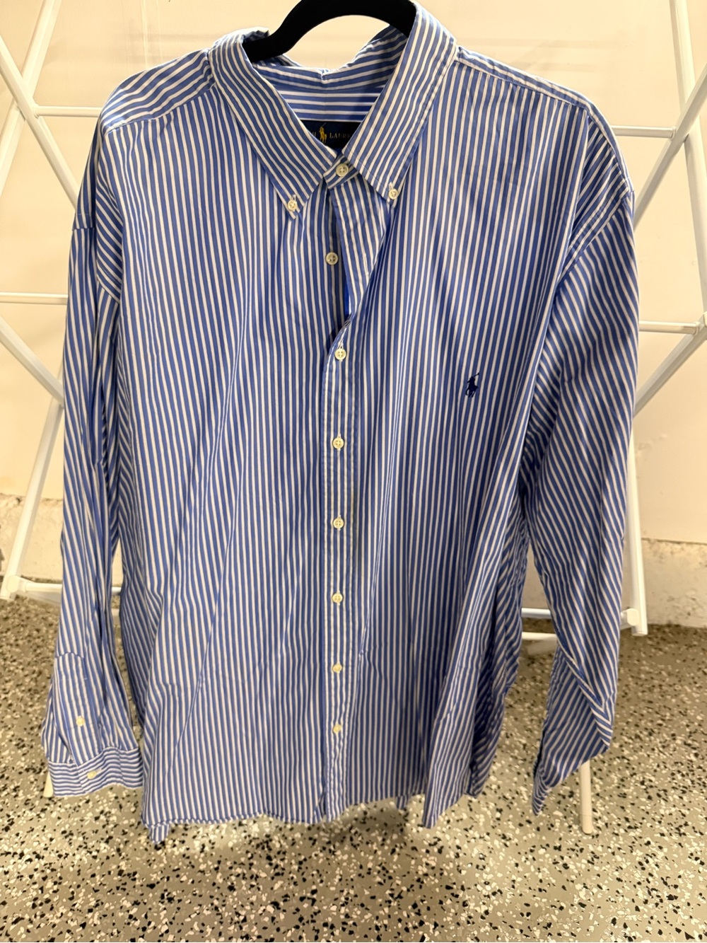 Ralph Lauren Blue and White Striped Button-Down Shirt